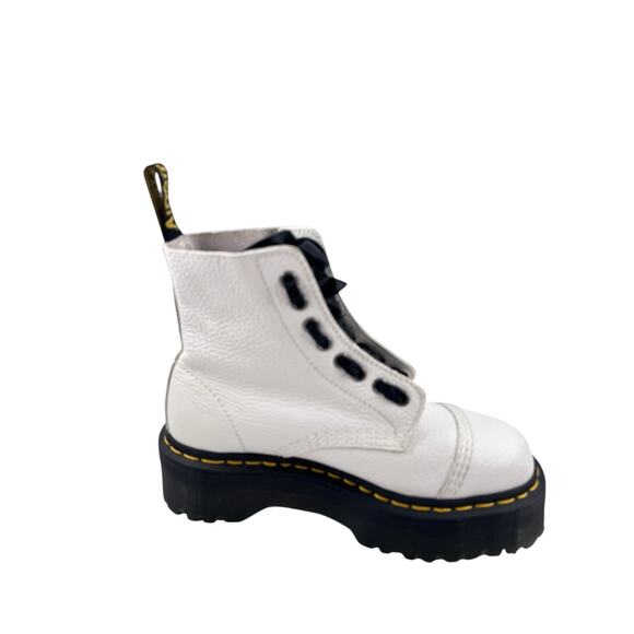 Dr. Martens Sinclair 8 Eye Milled Nappa White Pebbled Leather Platform Boots 7M - Picture 2 of 14